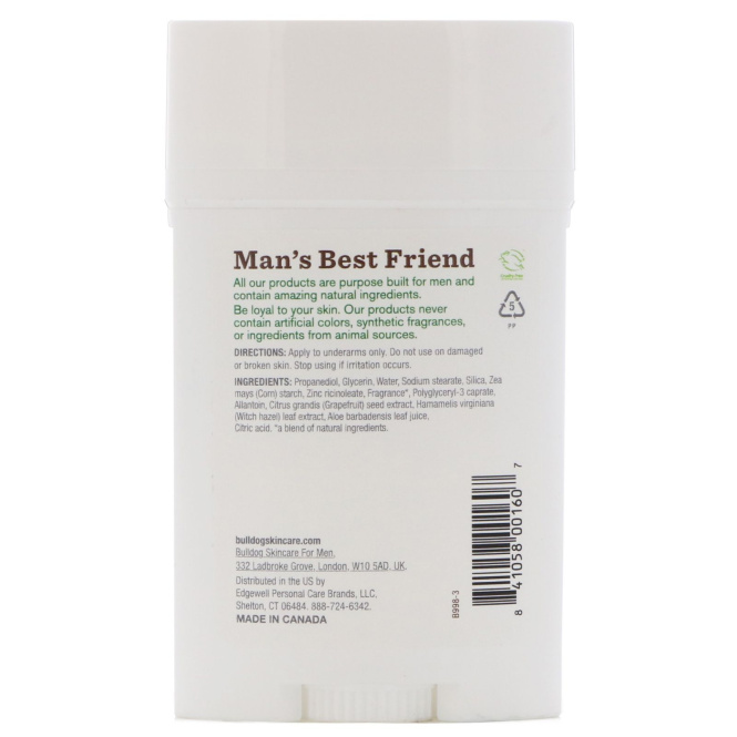 Bulldog Skincare For Men, Оригинальный дезодорант, 68 г