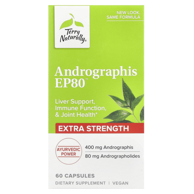 Terry Naturally, Andrographis EP80, Особая сила, 60 капсул