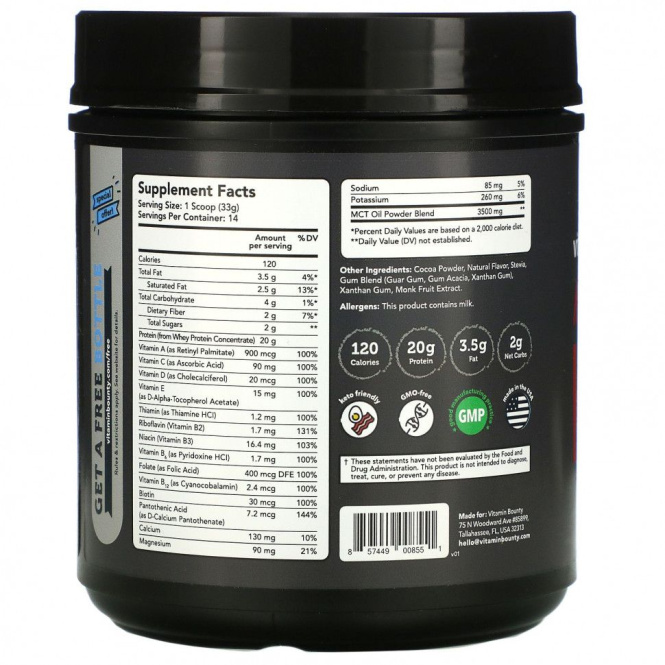 Vitamin Bounty, Meal For Keto, Meal Replacement, Chocolate, 465 g