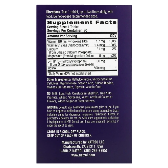 Natrol, Облегчение повседневного стресса, Таблетка пролонгированного действия, 30 таблеток