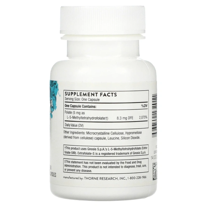 Thorne Research, 5-МТГФ, 5 мг, 60 капсул