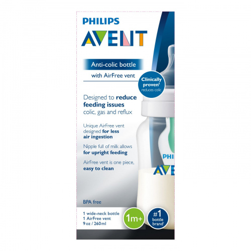 Philips Avent, Anti-Colic Bottle with AntiFree Vent, 1+ Months, 1 Bottle, 9 oz