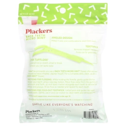 Plackers, Micro Mint, зубочистки с нитью для задних зубов, мята, 75 шт.