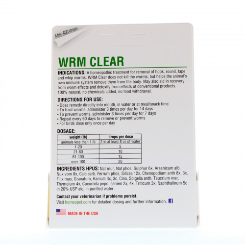 HomeoPet, WRM Clear, 15 мл