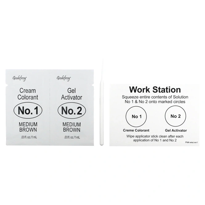 Godefroy, Мгновенный оттенок для бровей, средний коричневый, набор для 3 применений