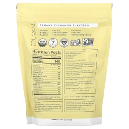 Truvani, Растительный протеин, банан и корица, 629 г (1,39 фунта)