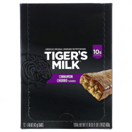 Tiger's Milk, Nutrition Bar, чурро с корицей, 12 батончиков, 42 г (1,48 унции)