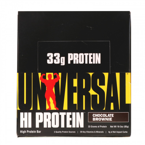 Universal Nutrition, Батончики с высоким содержанием белка, шоколадное печенье, 16 батончиков, 3 унции (85 г) каждый