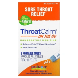 Boiron, ThroatCalm® On The Go, 2 переносных тюбика, 80 гранул в каждом
