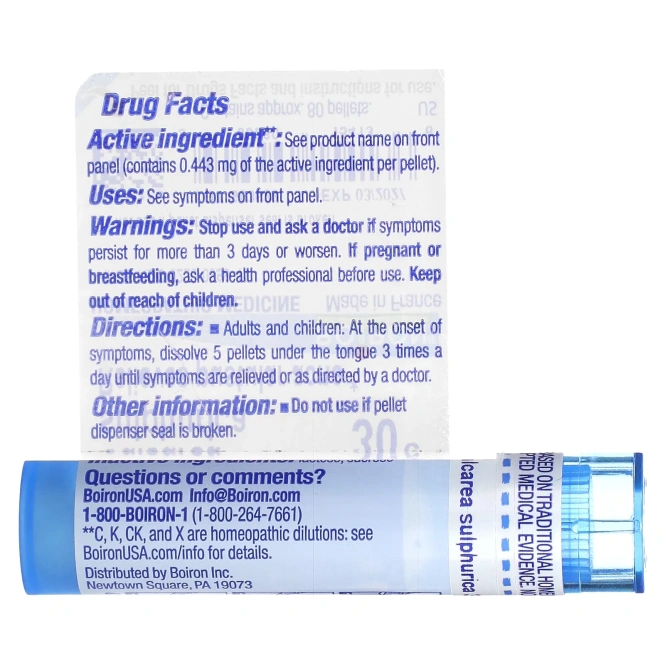 Boiron, Single Remedies, Калкарея сульфурика, 30C, прибл. 80 гранул