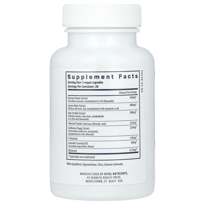 Vital Nutrients, средство для сна, 60 растительных капсул