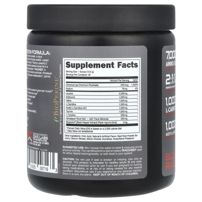 Bucked Up, Racked BCAA, Blood Raz, 315 г (11,1 унции)