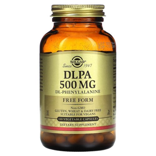 Solgar, DLPA, свободная форма, 500 мг, 100 вегетарианских капсул