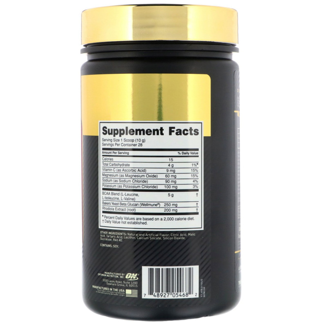 Optimum Nutrition, Gold Standard, BCAA, тренировки и восстановление, фруктовый пунш, 280 г (9,9 унций)