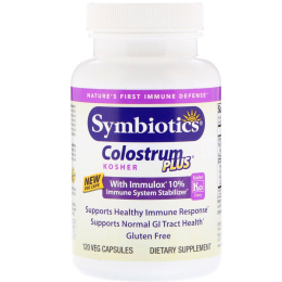 Symbiotics, Colostrum Plus, кошерное молоко, 120 вегетарианских капсул
