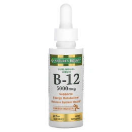 Nature's Bounty, Сублингвальная жидкость, B12, 5000 мкг, 2 жидкие унции (59 мл)