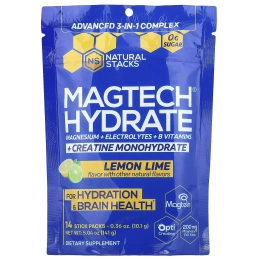 Natural Stacks, Magtech® Hydrate, лимон и лайм, 14 стик-пакетов по 10,1 г (0,36 унции)