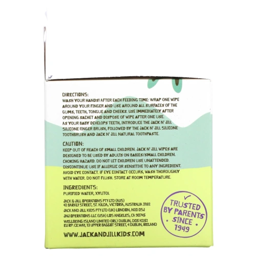 Jack n' Jill, Натуральные влажные салфетки для десен и зубов младенца, 25 салфеток в индивидуальных упаковках