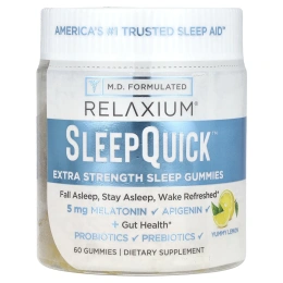 Relaxium, SleepQuick ™, жевательные таблетки повышенной силы, вкусный лимон, 60 жевательных таблеток