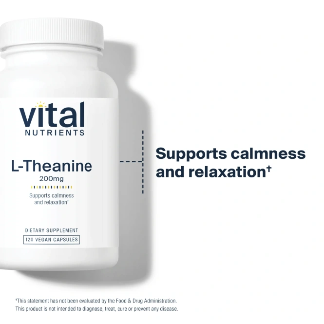 Vital Nutrients, L-теанин, 200 мг, 120 веганских капсул