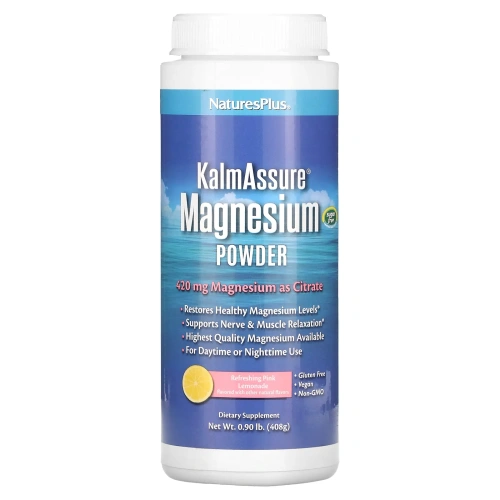 Nature's Plus, Kalmassure Magnesium Powder, Refreshing Pink Lemonade, 400 mg, 0.90 lb. (408 g)