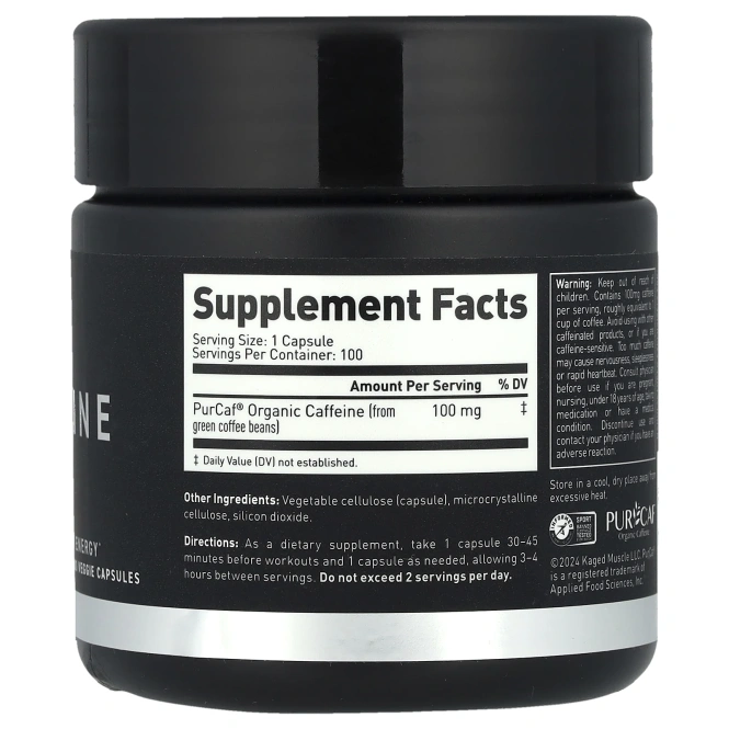 Kaged, Кофеин, 100 мг, 100 растительных капсул