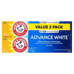 Arm & Hammer, Advance White, отбеливающая зубная паста с фторидом против кариеса, чистая мята, двойная упаковка, 170 г (6 унций) каждая