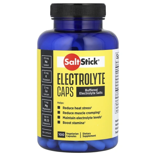 SaltStick, капсулы с электролитами, буферизованные электролитные соли, 100 вегетарианских капсул