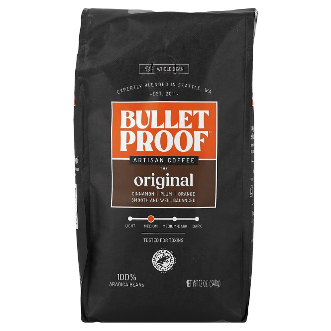 BulletProof, кофе, цельные зерна, средняя обжарка, 340 г (12 унций)