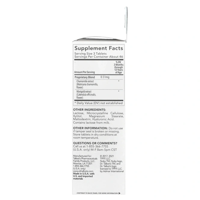 Dr. Talbot's, Успокаивающие таблетки, ромашка, от 3 месяцев, 140 таблеток