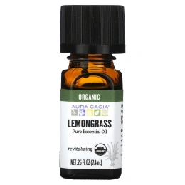 Aura Cacia, Чистое эфирное масло, органический лемонграсс, 7,4 мл (0,25 жидк. унц.)