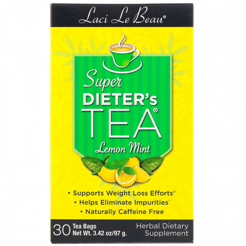 Natrol, Laci Le Beau, Super Dieter's Tea, Лимон и мята, 30 чайных пакетиков, 75 г