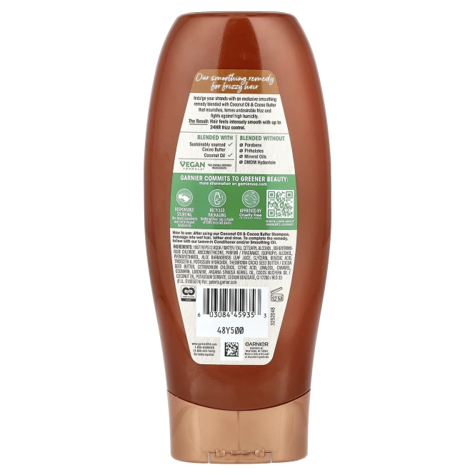 Garnier, Разглаживающий кондиционер Whole Blends, «Масла кокоса и какао», 370 мл