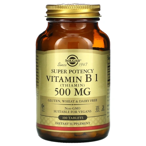 Solgar, Витамин B1 (тиамин), 500 мг, 100 таблеток