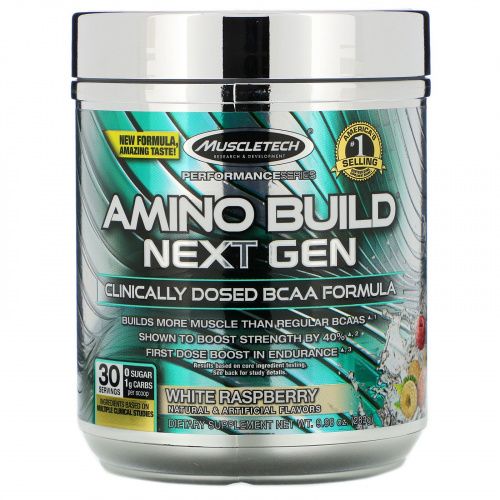 Muscletech, Amino Build Next Gen, аминокислоты нового поколения, белая малина, 283 г (9,98 унции)