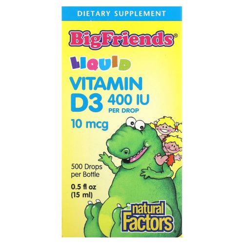 Natural Factors, Big Friends, Liquid, Vitamin D3, 400 IU, 0.5 fl oz (15 ml)