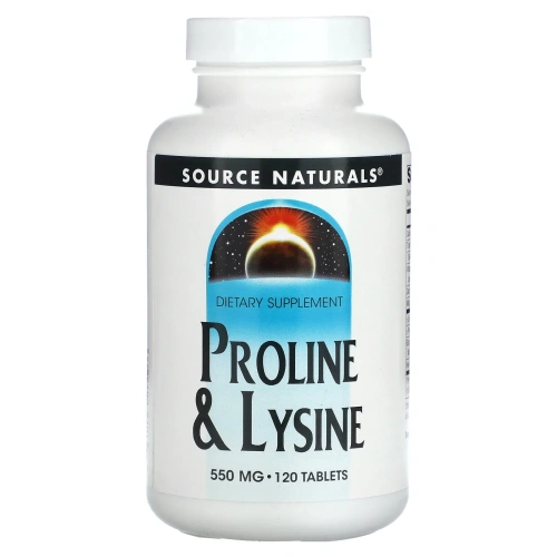 Source Naturals, L-пролин L-лизин, 275 мг/275 мг, 120 таблеток