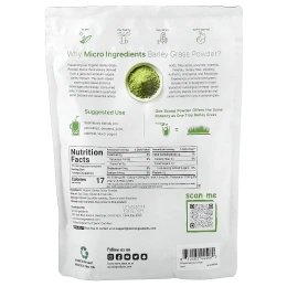 Micro Ingredients, порошок из органических ростков ячменя, 454 г (16 унций)