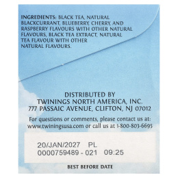 Twinings, холодный чай со льдом, черный чай, без сахара, со вкусом ягод, 20 порционных чайных пакетиков, 40 г (1,41 унции)