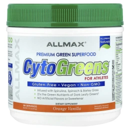 ALLMAX, CytoGreens®, зеленый суперфуд премиального качества для спортсменов, со вкусом апельсина и ванили, 315 г (11,11 унции)