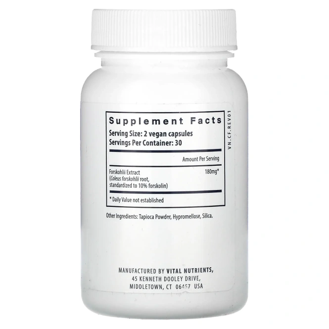 Vital Nutrients, колеус форсколии (Coleus forskohlii), 60 веганских капсул