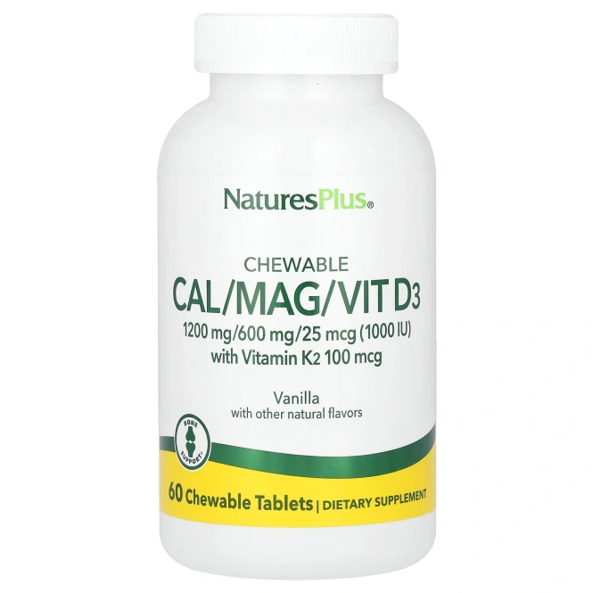 Nature's Plus, Кальций / Магний / Вит D3, со вкусом ванили, 60 жевательных таблеток