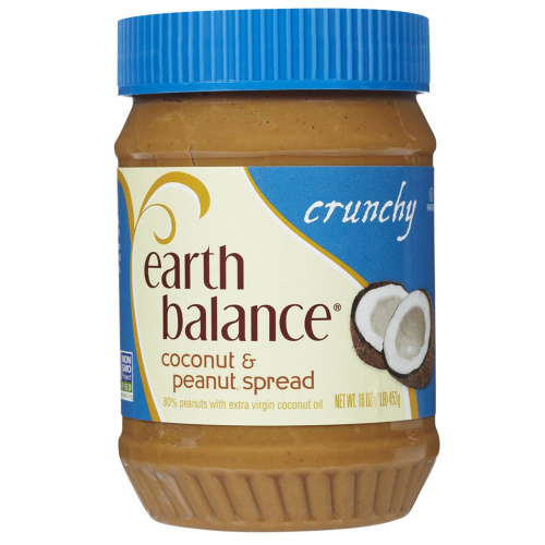 Earth Balance, Кокосовая и арахисовая паста, хрустящая, 16 унций (453 г)