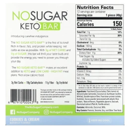 No Sugar Company, Keto Bar™, печенье и крем, 12 батончиков, по 40 г (1,41 унции)