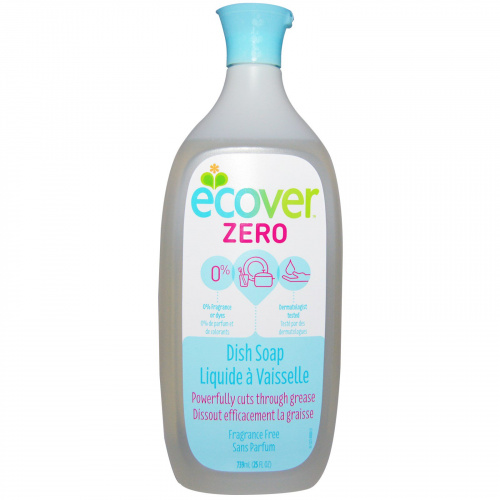 Ecover, Жидкое моющее средство для посуды, Zero, без запаха, 25 жидких унций (739 мл)