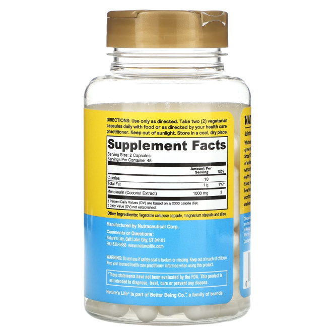 Health From The Sun, Монолаурин, 90 вегетарианских капсул