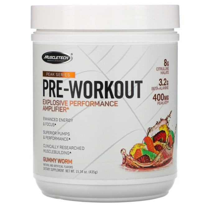 Muscletech, Peak Series, предтренировочная добавка, желейные червячки, 435 г (15.34 унции)
