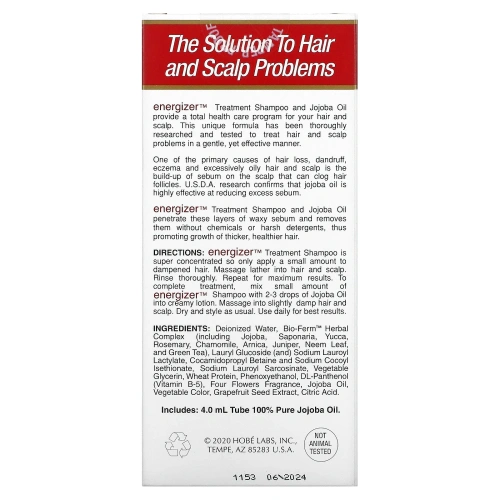 Hobe Labs, Энергетический шампунь для лечения волос с жожоба и витамином B-5, 118 мл