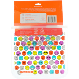 Full Circle, ZipTuck, многоразовый набор пакетов для обеда, эмодзи, 1 сэндвич + 1 закуска