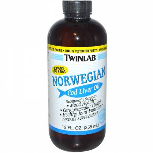 Twinlab, Норвежское масло печени трески, без запаха, 12 жидких унций (355 мл)
